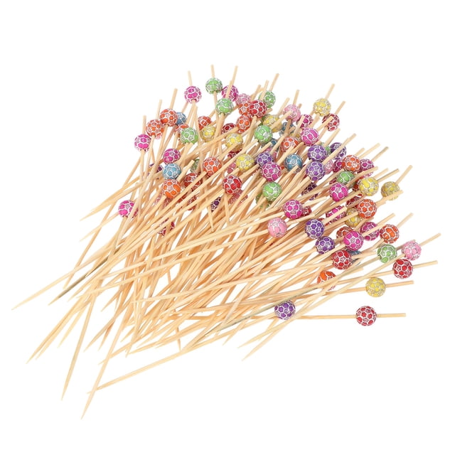 FELTECHELECTR 100 palillos desechables hechos a mano para cócteles, palillos creativos de bambú para aperitivos, palillos de madera para frutas, decoración de fútbol, suministros para fiestas.