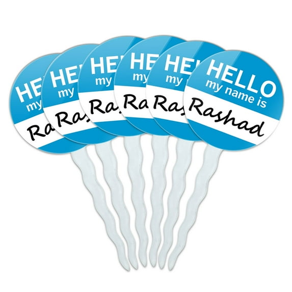 Rashad Hello My Name Is Cupcake Picks Toppers - Set of 6