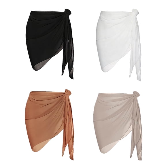 luopital 4 Pieces Women Beach Sarong Bathing Suit Wrap Skirt Sheer Bikini Swimsuit Cover Ups for Swimwear