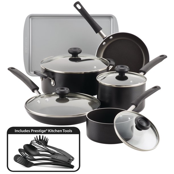 Farberware 15Piece Easy Clean Aluminum Nonstick Pots and Pans Set