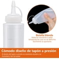 thumbnail image 3 of Botella de Exprimida para Condimentos, 3 Pcs Botellas de Plástico para Condimentos de Exprimible con Embudo, Botellas Exprimibles Rellenables para Ketchup, Salsas, Jarabe, Condimentos y Artes, 3 of 4