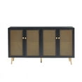 thumbnail image 2 of 61.7''W Four Door Wood Buffets and Sideboards Storage Cabinet with LED Light Black, 2 of 5