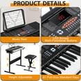thumbnail image 5 of HarmonyStrings 61-Key Portable Electric Keyboard Piano with Built In Speakers, LED Screen, Headphones, Microphone, Piano Stand, Music Sheet Stand and Stool Black, 5 of 9