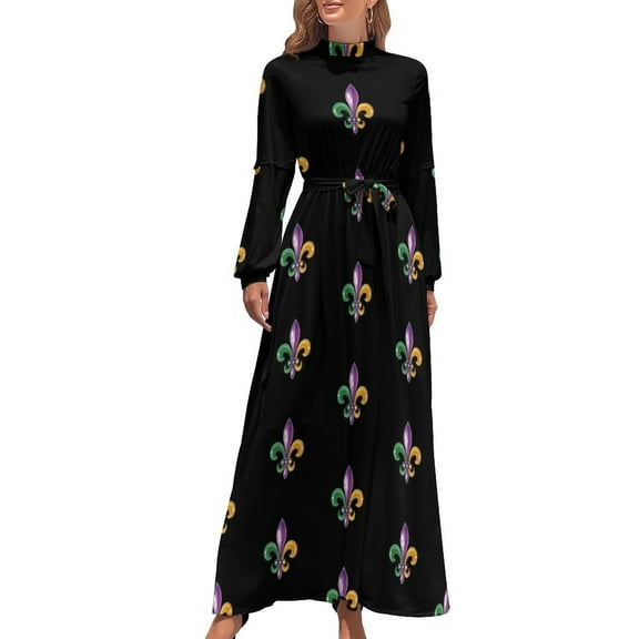 Fleur De Lis Mardi Gras Carnival Lily Long Dress dress cocktail dresses women's summer jumpsuit