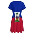thumbnail image 5 of Haiti Flag Short Sleeve Dress Women Summer Evening Dresses Ladies Sundress, 5 of 7