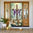 thumbnail image 3 of Purple Drape Easter Banner White Lily Cross Backdrop Brown Wooden Cross Cute Bunny Religious Backdrop for Easter Celebration Church Event Resurrection Sunday, 3 of 4