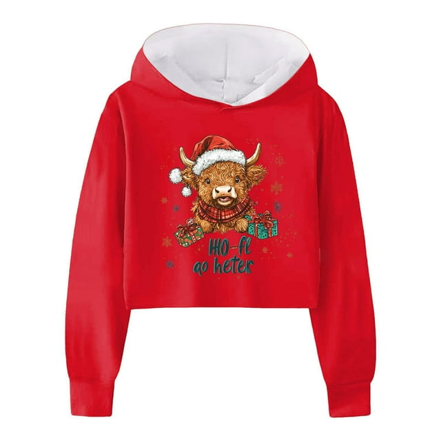 Wdgfv Haut à Capuche Décontracté à Manches Longues Imprimé Lettre Couleur Unie pour Usage Quotidien Rouge 6-7 Ans