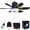 Black, variant on VIVIHEYDAY Ceiling Fan with Lights, Remote Control Timer Music Sync, RGB Dimmable 5 Blades, φ47cm, E27 Base