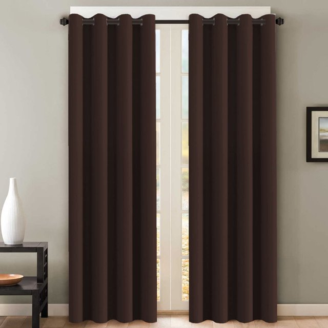 Cortinas blancas de 96 pulgadas de largo, paneles de tratamiento de ventana/cortinas para sala de estar, diseño moderno, paneles de cortina con ojales para comedor, juego de 2, marrón chocolate, 52 pulgadas de ancho x 108 pulgadas de largo