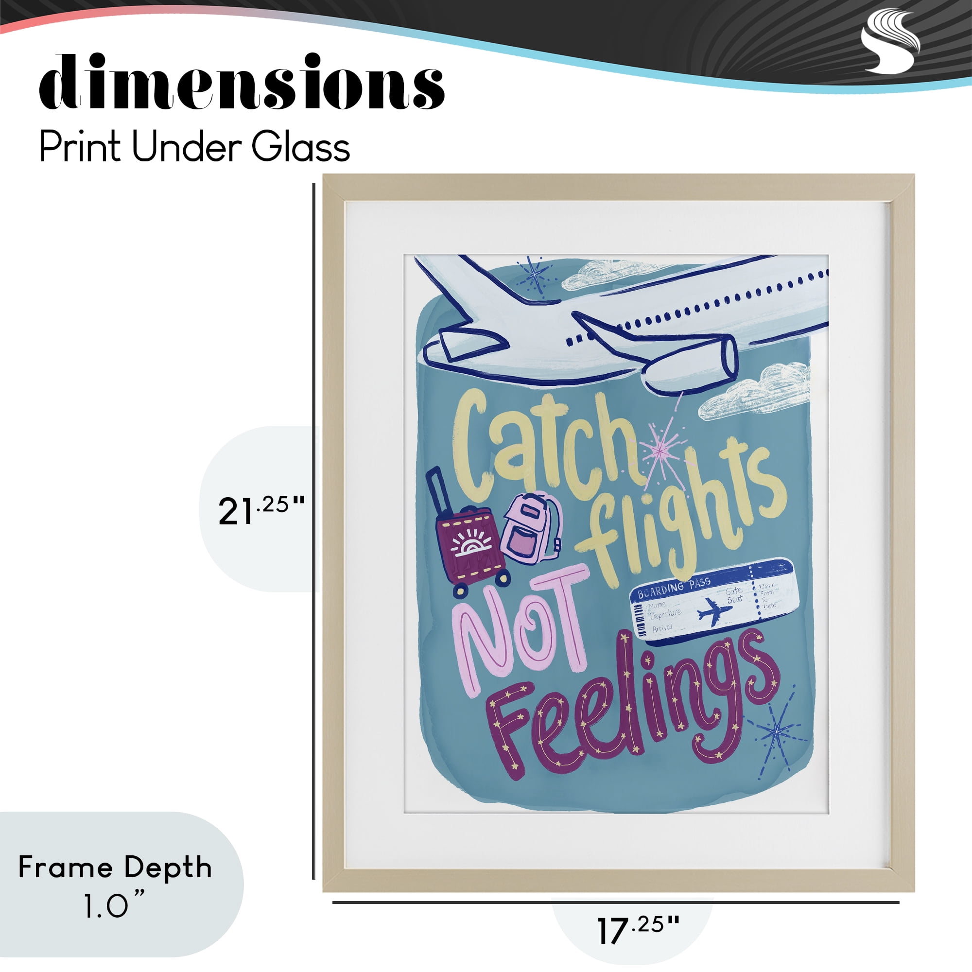 Stupell Industries Catch Flights Not Feelings Birch Framed Print Under Glass, design by Connie Summers