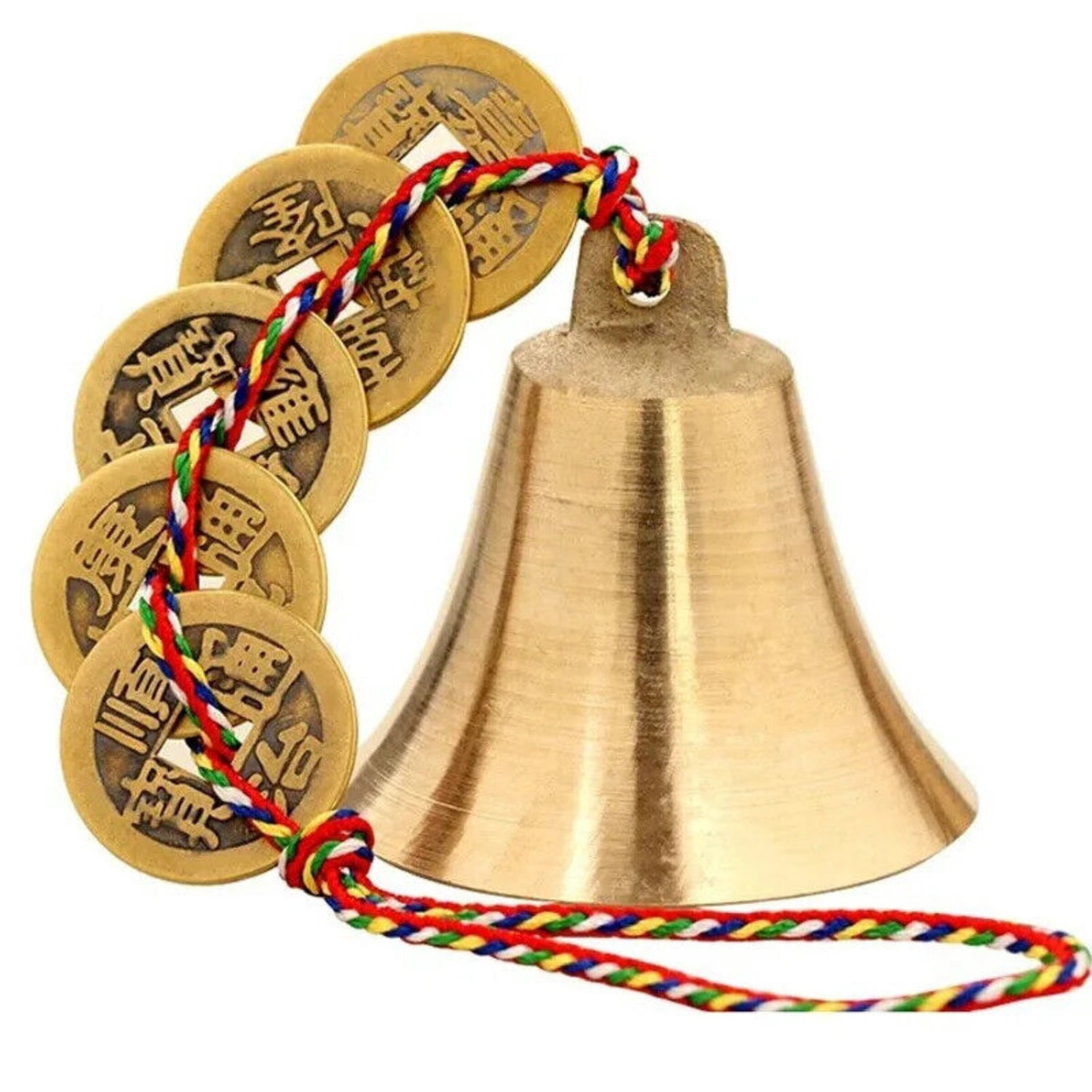 Brass bell hanging wind chimes five emperors copper coin bell five-color wire -