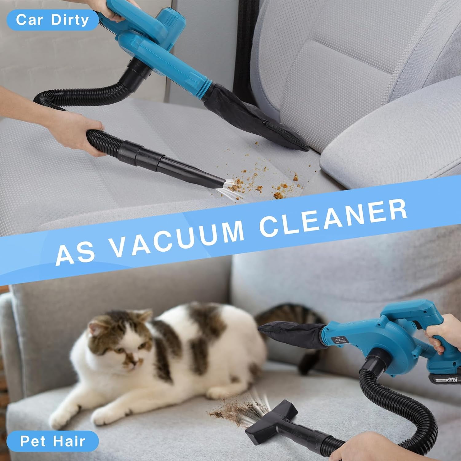 2-in-1 Leaf Blower Cordless & Handheld Vacuum Cleaner Battery Powered - Come with 21V 2 Batteries and Charger - Stepless Speed Control for Lawn Care, Dust Snow Blowing