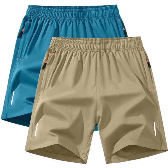 EOYWHK Workout Shorts for Men Quick Dry Elastic Waist with Pockets Mens Gym Shorts Soft Lightweight Casual Activewear Daily Wear Outdoor Khaki, Size L