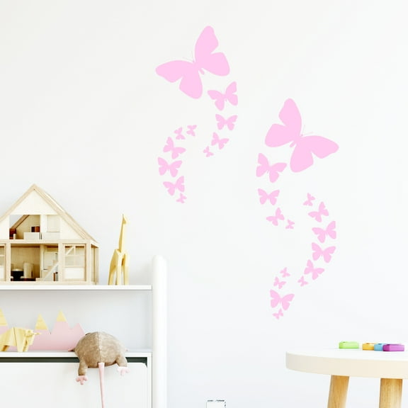 Pretty Soft Pink Butterfly Wall Decals Decor Girls Wall Stickers(26)Butterflies 1.75"-10.75"