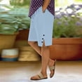 thumbnail image 2 of Tnhcen Women's Plus Size Linen Blend Shorts Summer Casual Solid Color Elastic Waistband with Pockets Loose Fit Straight Leg Mid Length Shorts for Women Daily Vacation Wear L-4XL, 2 of 8