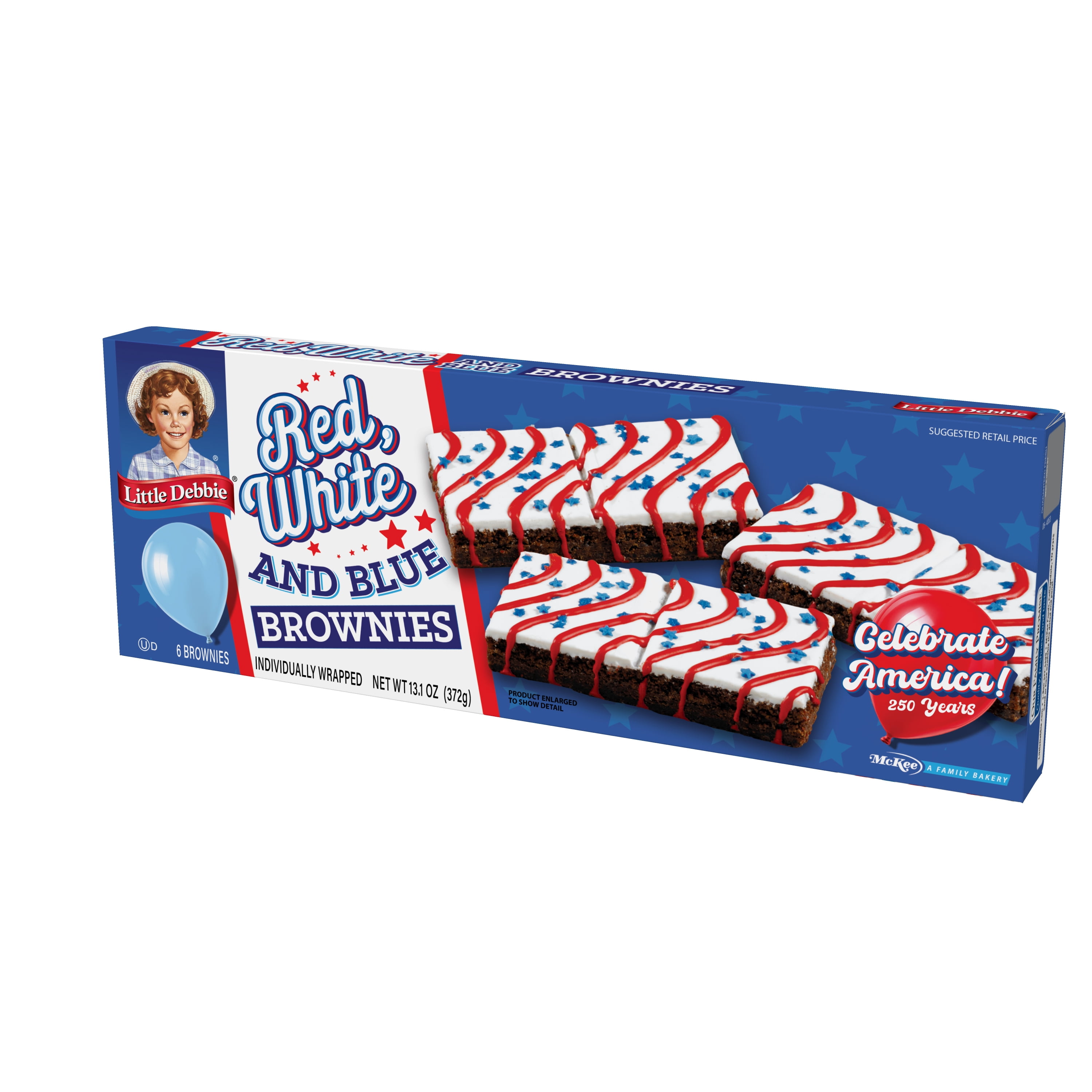 Little Debbie Red, White & Blue Iced Brownies, 6 ct, 13.10 oz