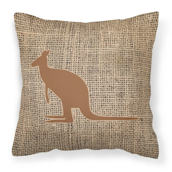 Carolines Treasures BB1008-BL-BN-PW1414 Kangaroo Burlap and Brown   Canvas Fabric Decorative Pillow BB1008 14Hx14W