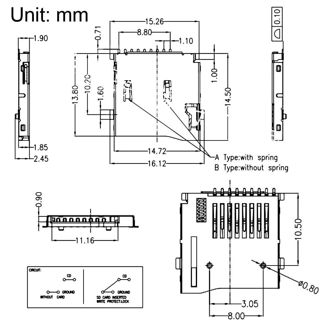 Micro SD (TF) Card Socket Holder SMT SMD Push Type 9 Pin 10pcs