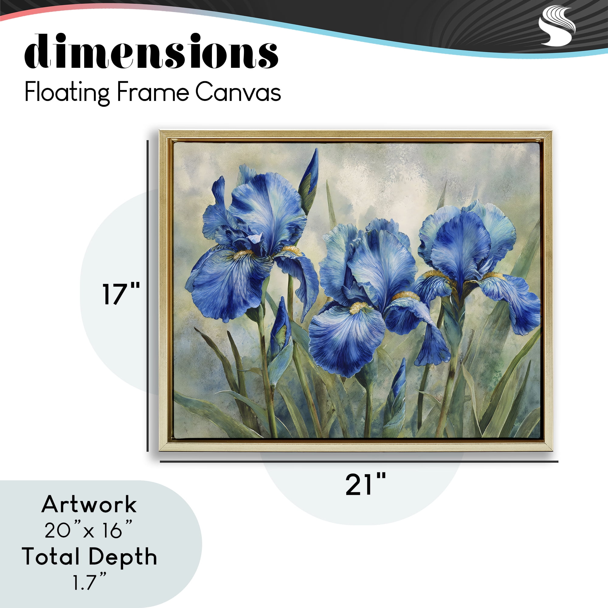 Stupell Industries Drawn Blue Iris Flowers Gold Framed Floater Canvas Wall Art, design by Franklyn Gregory