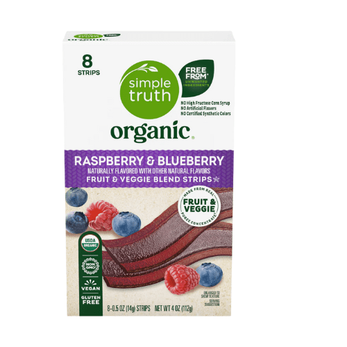 Simple Truth Raspberry & Blueberry Fruit & Veggie Blend Strips 2-Pack 4 oz