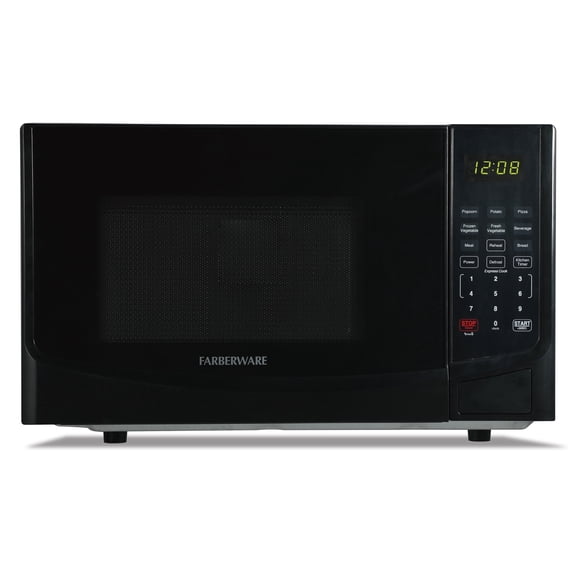 Farberware 0.9 Cu. Ft. Black Microwave Oven, 900W with LED Display, 10 Power Levels, 8 Auto-Cook Presets, Express Cooking & Defrost