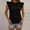Black, variant on Ruffle Cap Sleeve Sleeveless Tee, Women's Solid Round Neck Fitted Summer Blouse