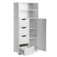 thumbnail image 5 of Ktaxon Bathroom Floor Cabinet with 4 Drawers 1 Cupboard & 2 Adjustable Shelves for Kitchen Living Room, White, 5 of 13