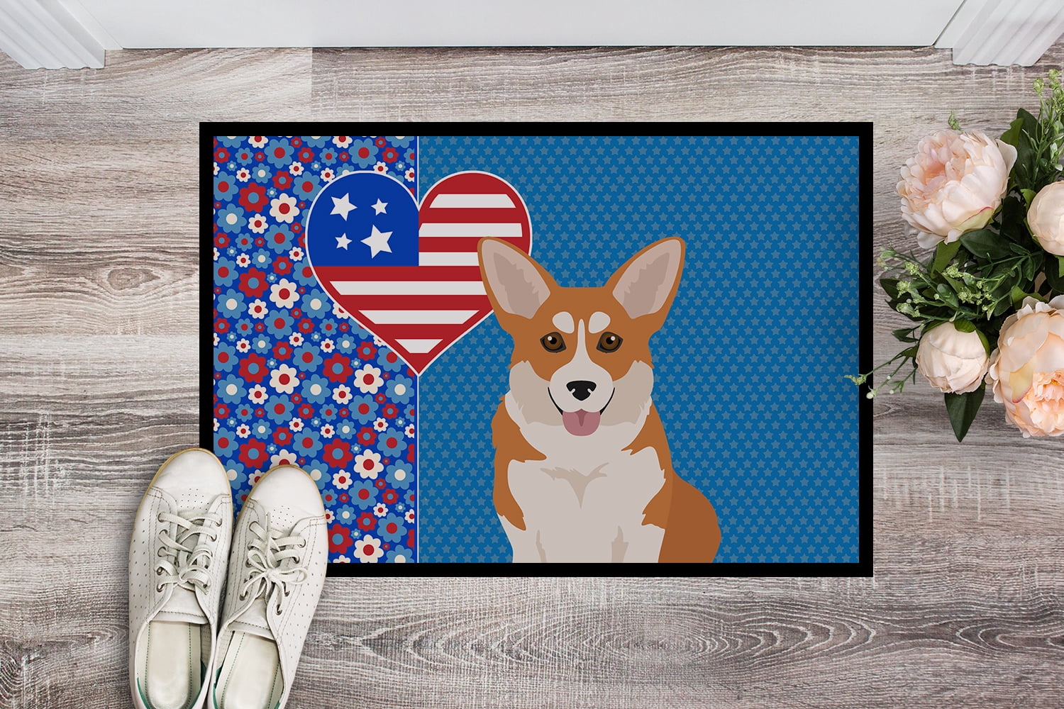 Red Pembroke Corgi Indoor or Outdoor Mat 24x36 36 in x 24 in
