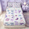 thumbnail image 3 of Erosebridal Seashell Jellyfish Bow Zipper Queen Comforter Set with Fitted Sheet and 2 Pillowcases for Girls Boys, Dreamy Coastal Sealife Zipper Bedding Set, Stars Reversible, 4 Pieces, 3 of 7