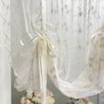 thumbnail image 4 of Beige Floral Lace Tie-Up Balloon Curtain with Rod Pocket, Victorian Style Tiered Roman Shade for Kitchen, Cafe, or Balcony Small Windows, Liftable Design (55 Inches Wide x 39 Inches Long), 4 of 9