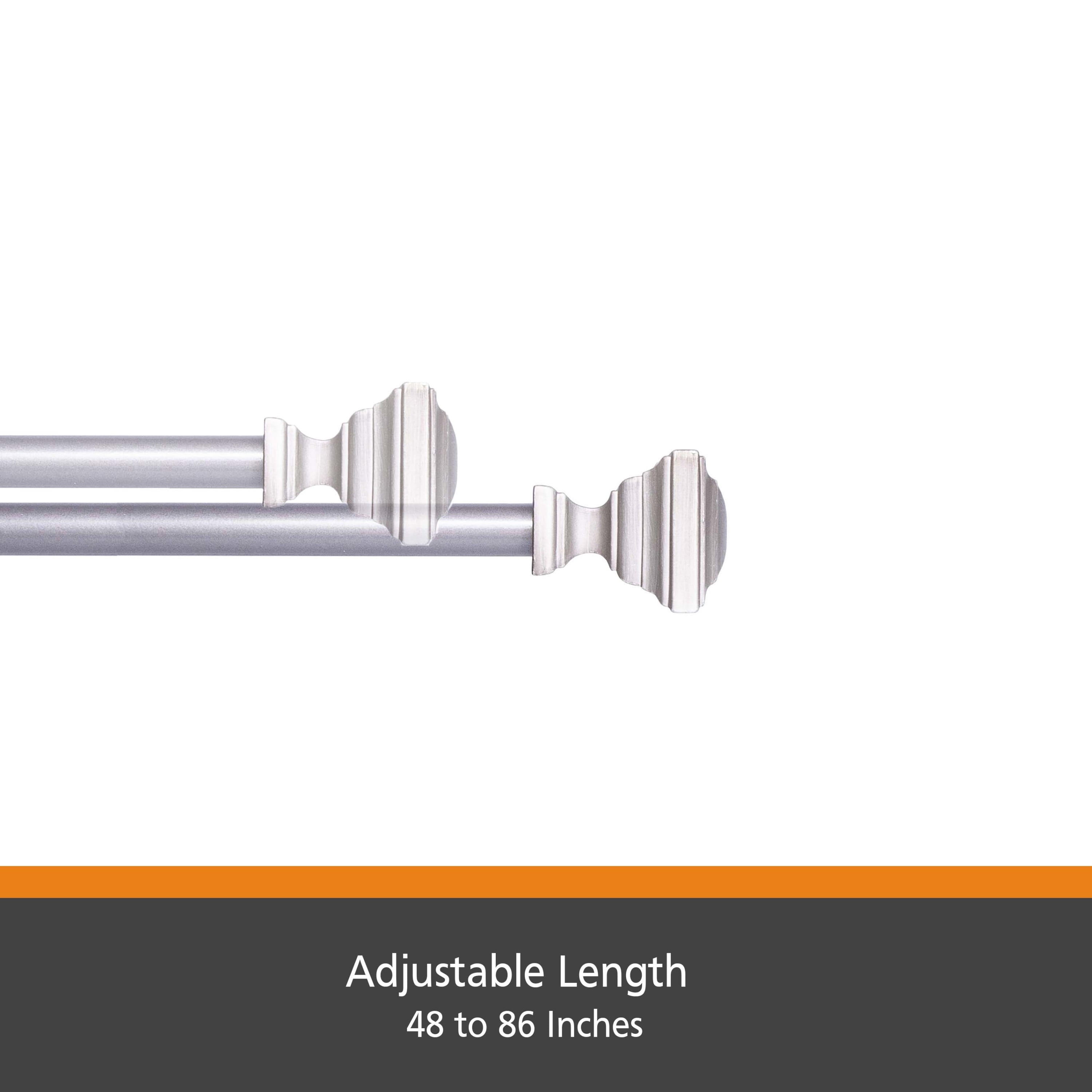 Kenney® Xavier 1/2" Fast Fit™ Easy Install Decorative Window Curtain Rod, 48-86", Pewter