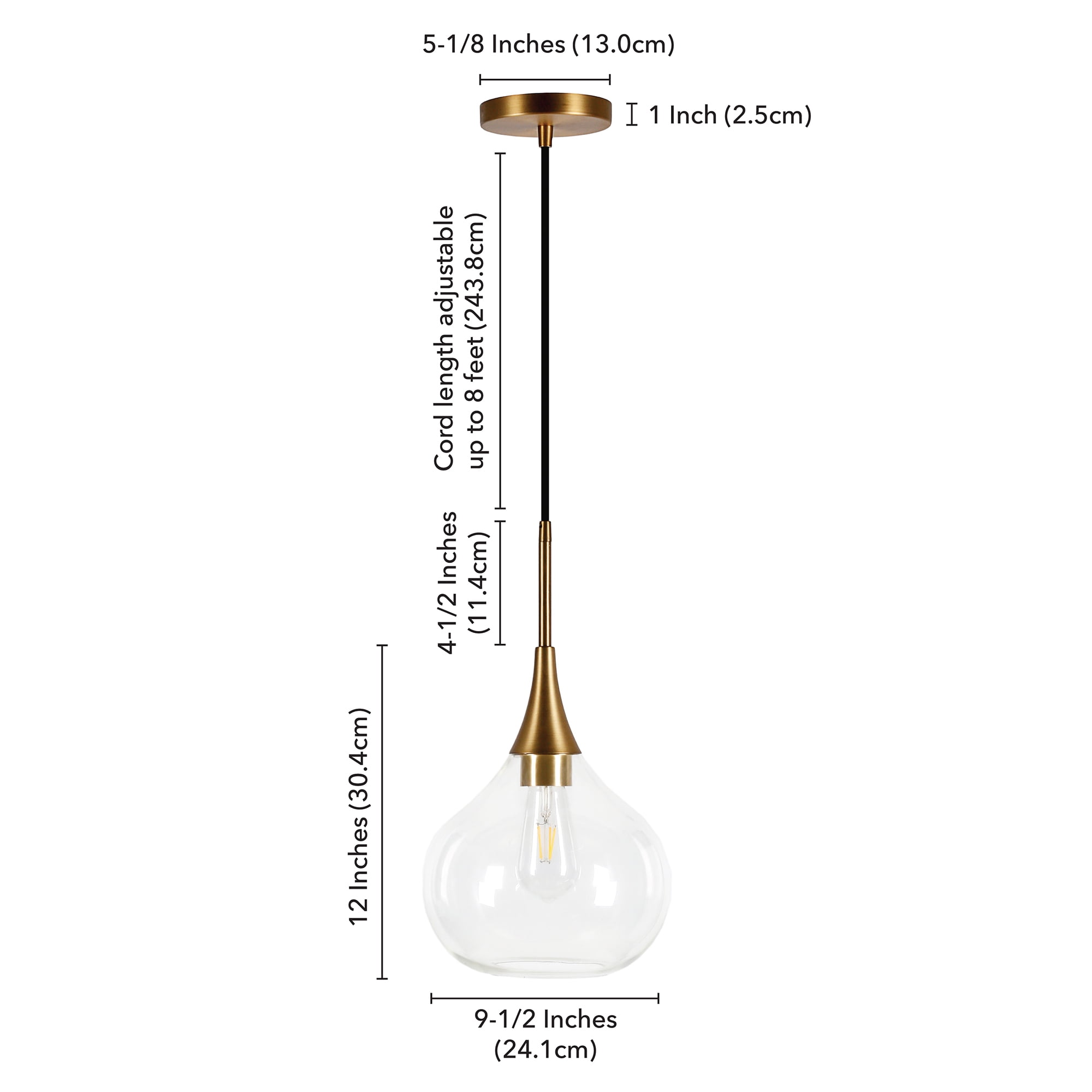 Evelyn&Zoe 9" Polished Nickel Metal/Glass Pendant