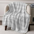 thumbnail image 2 of Flannel Fleece Throw Blanket Gray Tartan Classic Plaid Lightweight Soft Plush Blankets,Country Style Cozy Warm Throw Blanket for Couch Sofa Bed Car Office All Season Use 40x50in, 2 of 9