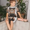 thumbnail image 4 of Fotbe Cat Holding Mugshot Sign Pijama Estampada de 2 Piezas para Niños – Ropa de Dormir de Manga Corta Cómoda para Niños y Niñas, Camiseta y Shorts de Algodón-Medium, 4 of 6