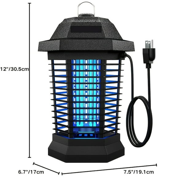 Outdoor Mosquito Killer Lamp, Electric Insect Zapper, Indoor/Outdoor Fly Trap, 4200V, ABS Protective Housing, Three-Prong Plug (Black), Insect Trap for Yard, Backyard, And Patio
