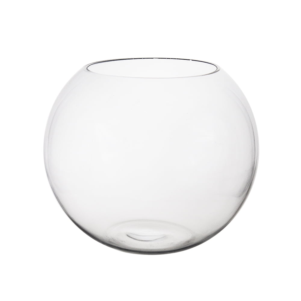 Mega Vases 8.5" x 7" Fish Bowl Glass Vase Set of 1, Clear