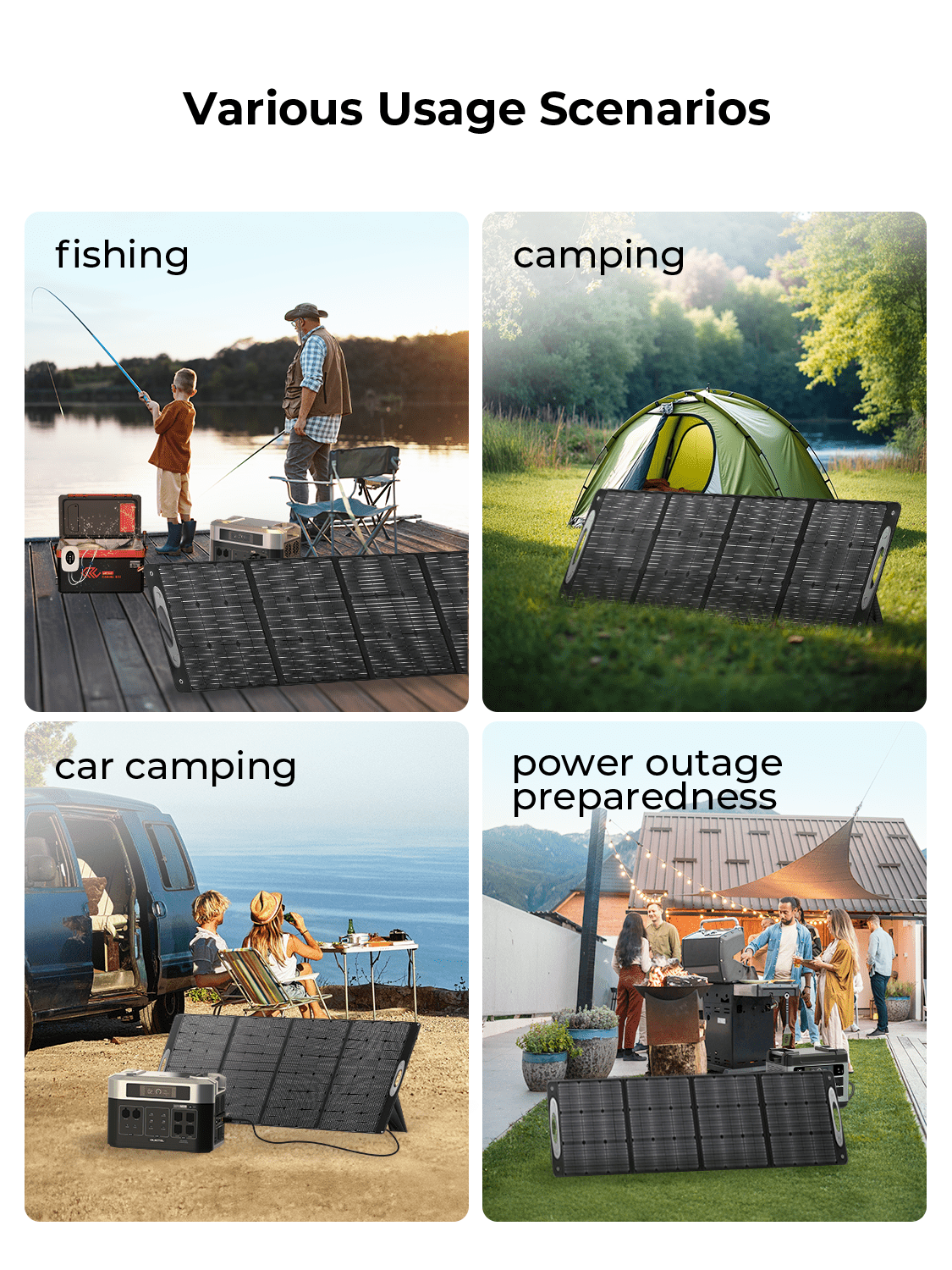 OUKITEL FFPOWER 100W Solar Panel Foldable IP68 Waterproof and Dustproof Monocrystalline Solar Panel High Conversion Efficiency Includes Storage Stand Supports Series/Parallel Connection