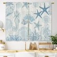 thumbnail image 6 of Nautical Coastal Kitchen Curtains Coral Blue Starfish Seashell Small Short Cafe Window Curtains Coral Beach Ocean Seahorse Underwater BathroomTier Window Treatment Drapes (27.5x39 Inch), 6 of 6