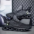 thumbnail image 1 of Plus Size Mens Shock Absorbing Blade Type Running Shoes - Breathable, Non-Slip, Lace Up, EVA Insole, Geometric Pattern, Round Toe, Fabric Upper - Ideal for Jogging, Walking, Fall, Spring, Summer Seaso, 1 of 5