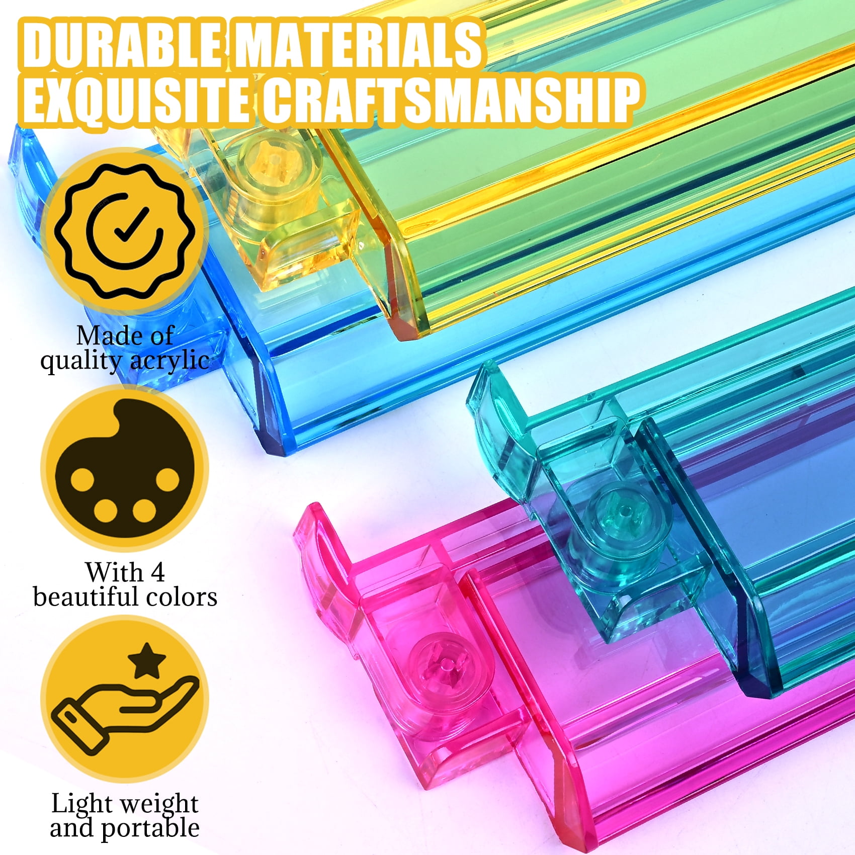 Mahjong Racks with Pushers, All-in-One Mahjong Tile Pushers and Racks 4-Piece Set American Mahjong Accessories, Multi Color