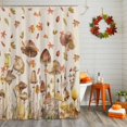 thumbnail image 2 of Shower Curtain 72"W x 72"L Fall Mushroom Maple Leaves Retro Linen Fabric Shower Curtains Set with Hooks Water Repellent Bathroom Curtains Machine Washable Bathroom Accessories, 2 of 6