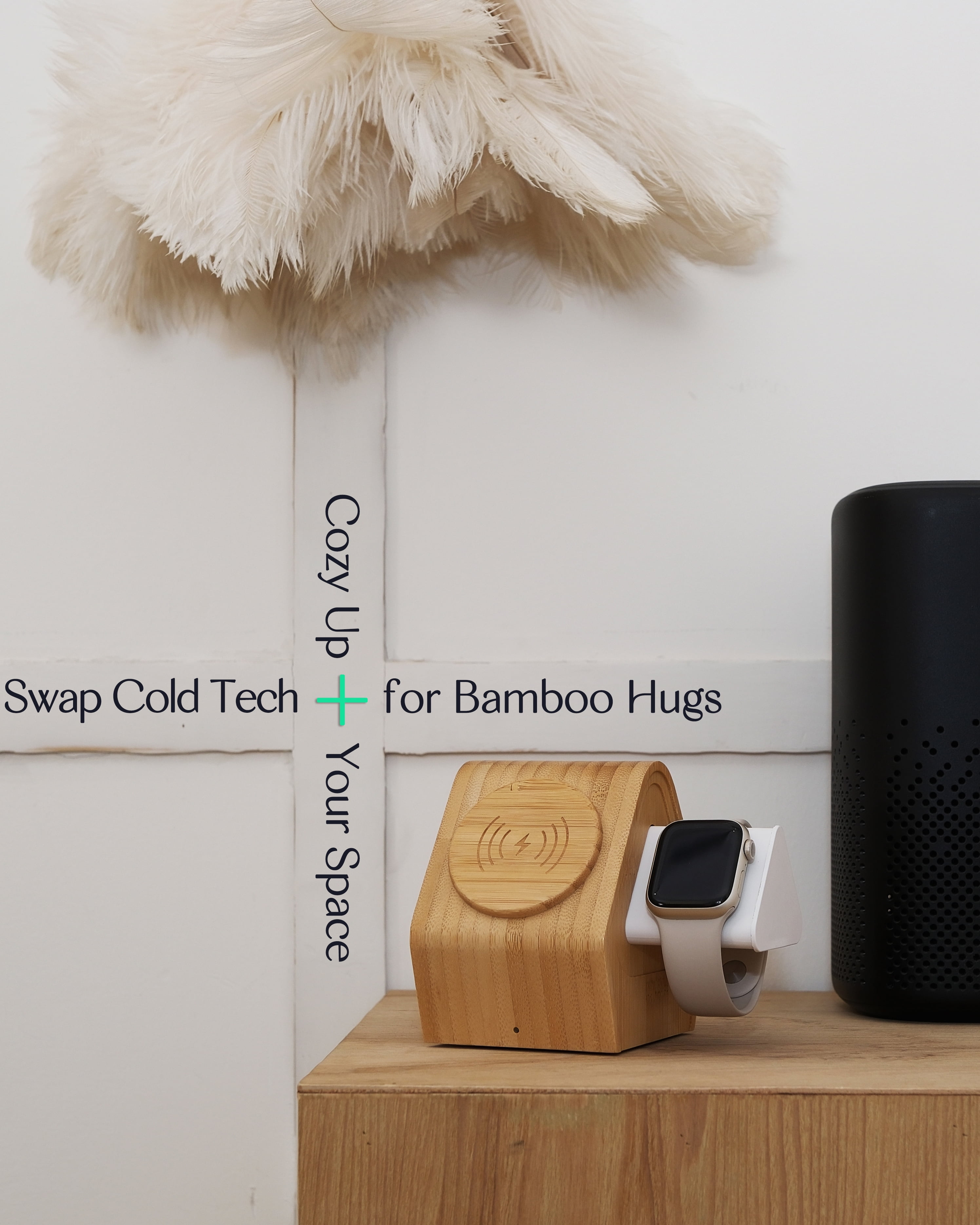 Bamboo Wireless Charging Station for Apple: 3-in-1 Charger Stand with Cabin Style for iPhone 17 16 15 14 13 Series, Apple Watch 10-2, Ultra, and AirPods 4-2, Pro, MagSafe Wireless Charger 20W Adapter