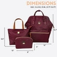 thumbnail image 3 of J World Womens' Posy 3 Piece 17" Backpack Set With Travel Tote And Pouch, Wine, 3 of 7