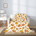 thumbnail image 2 of Rateoe Pumpkin Maple Leaves Pattern Flannel Throw Blanket, Ultra-soft Blanket for Bed, Couch, Car, Hypoallergenic Anti-pilling blanket-50"x40"(Vertical), 2 of 6