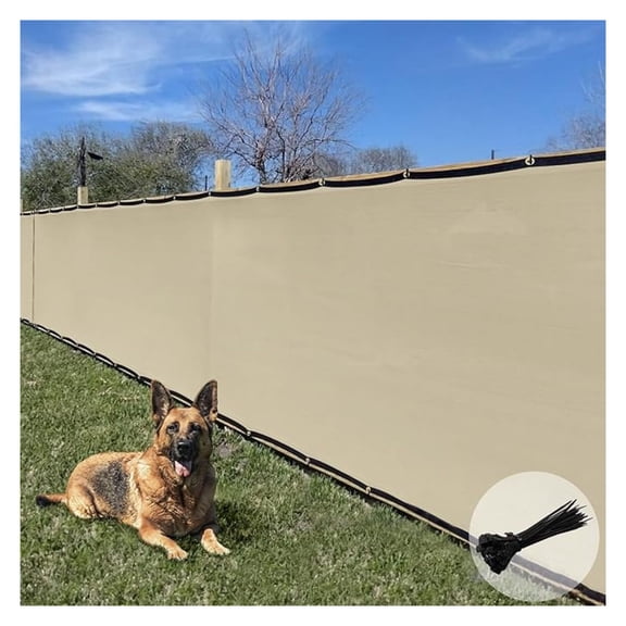 Sunrise 8' x 3' Privacy Fence Screen with Grommets, Outdoor Windscreen Fence Covering Privacy Screen UV Blockage for Backyard Garden Patio, Zip Ties Included (Beige)