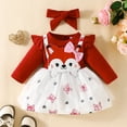 thumbnail image 3 of Gyratedream Baby Girl Clothes Newborn Fox Printed Romper Dress Long Ruffle Sleeve Outfits Floral Suspender Skirt Overall Infant Jumpsuit Set, 3 of 11
