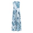 thumbnail image 4 of Gibobby Vestido largo de verano para mujer Vestido largo adecuado para mujer, vestido largo elegante suelto a la moda de verano para mujer, vestidos florales (Azul,M), 4 of 5