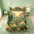 thumbnail image 5 of meiyoeat Desert Botanical Cactus Bed Sheets For Kids,Rustic Western Cowgirl Farmhouse Full Size Sheets For Girls,4 Pieces, 5 of 6