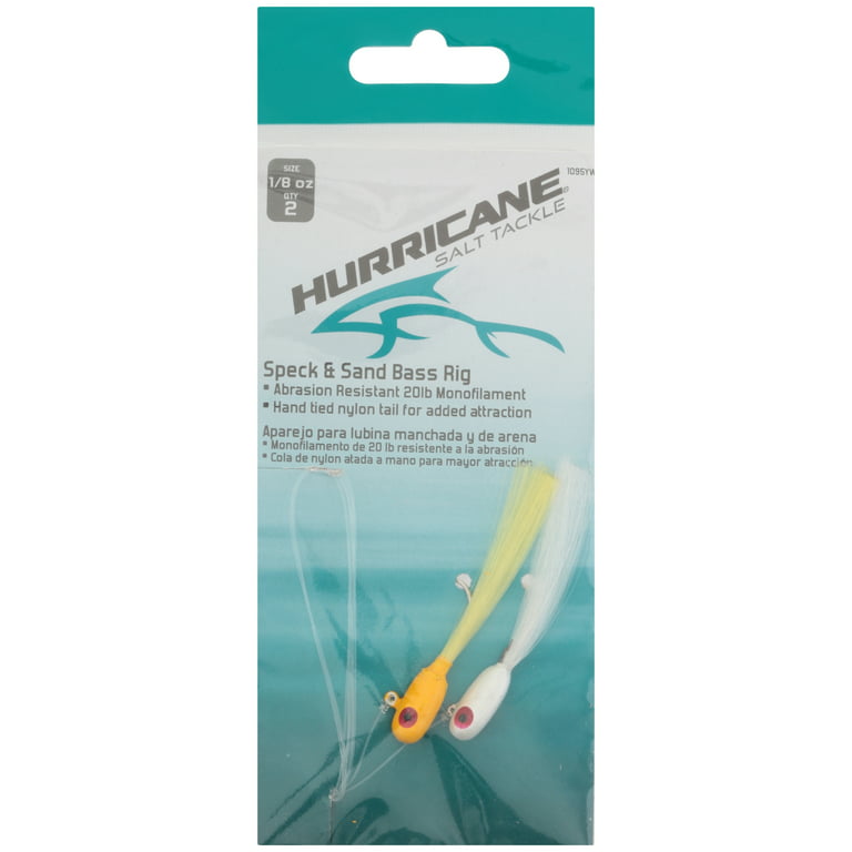 Hurricane® Salt Tackle 1/8 oz. Yellow/White Speck & Sand Bass Rig 2 ct  Pack, Fishing Rigs