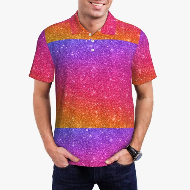 Balery Holiday Shiny Camisa Polo de Hombre con Estampado, de Manga Corta y Tejido Medio, Camisa Tipo Golf Polo-XX-Large